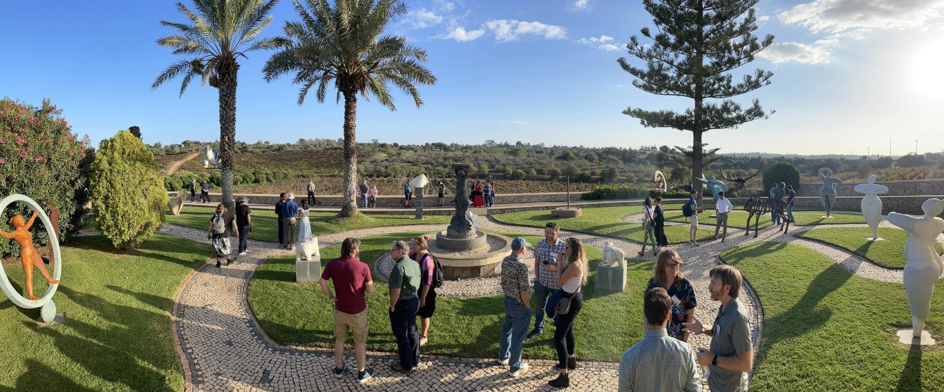 Delegates enjoy the afternoon sun at Quinta dos Vales winery in the Algarve, Portugal.