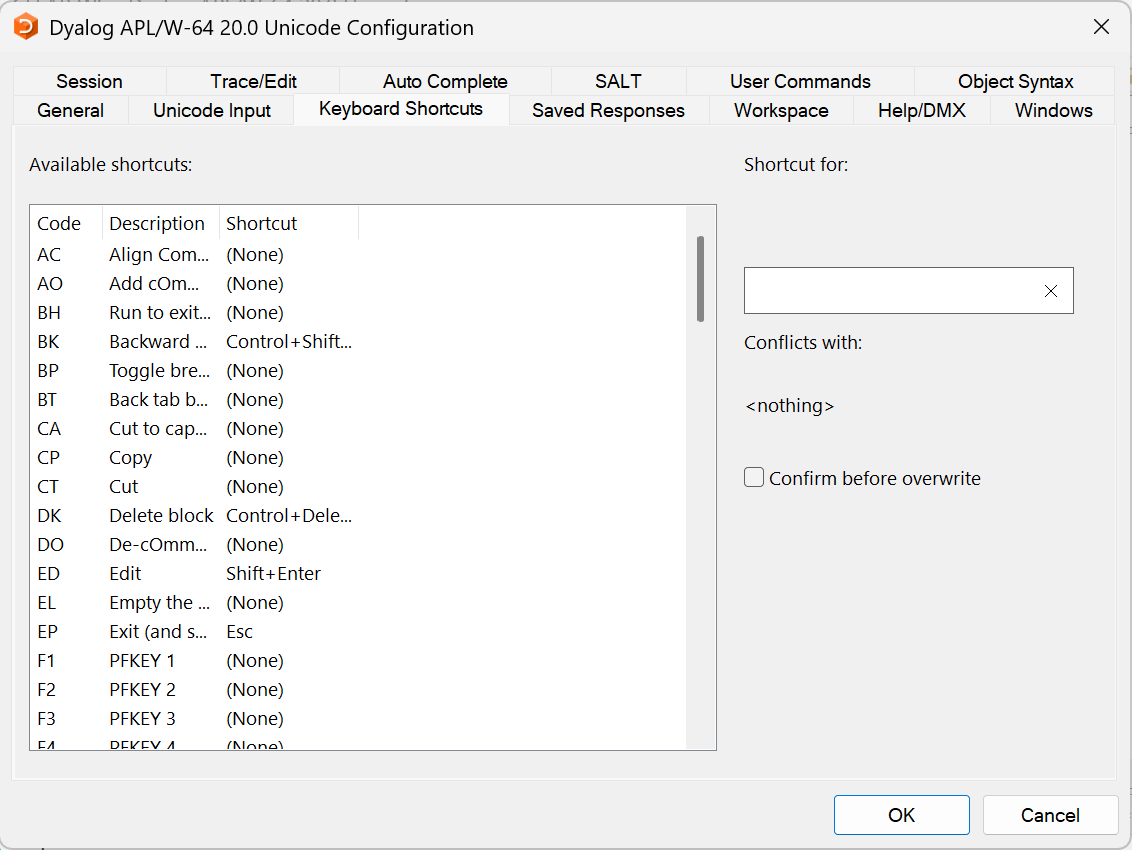 Dyalog IME for Microsoft Windows Configuration Dialog