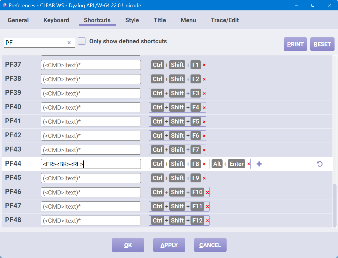 Screenshot of Ride's Preferences dialog showing how to change F-keys