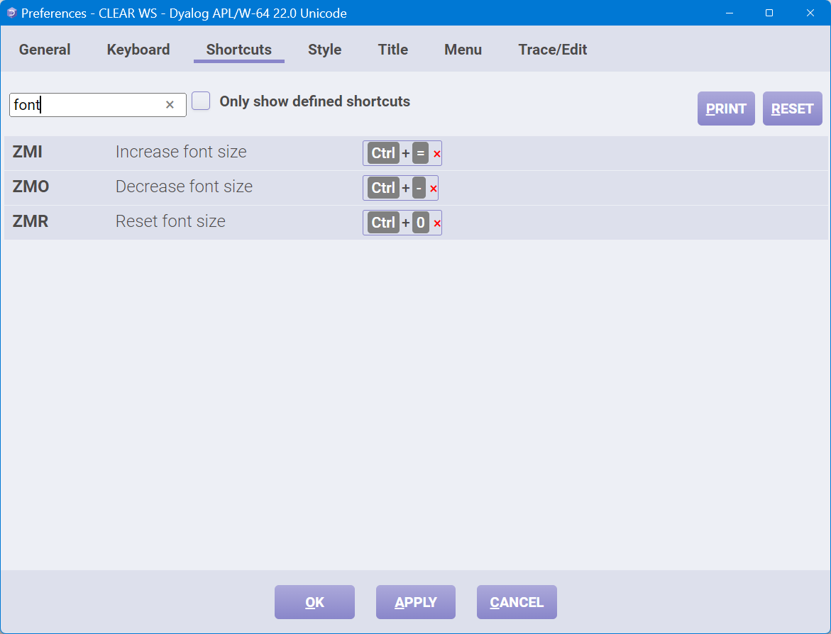 Screenshot of Ride's Preferences dialog showing how to change font size
